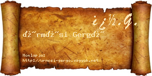 Ürmösi Gergő névjegykártya